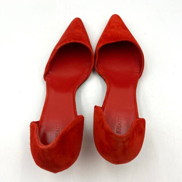 Khaite Seville Suede d’Orsay Heels Red Pointy Toe Kitten - Picture 6 of 14
